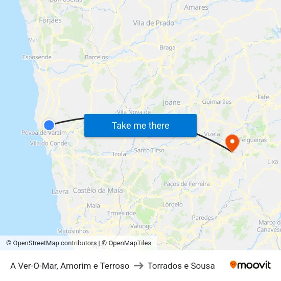 A Ver-O-Mar, Amorim e Terroso to Torrados e Sousa map