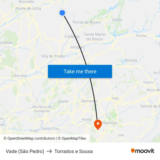 Vade (São Pedro) to Torrados e Sousa map