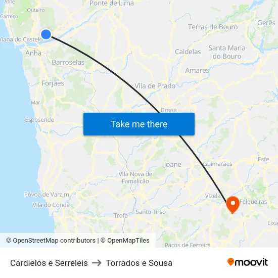Cardielos e Serreleis to Torrados e Sousa map