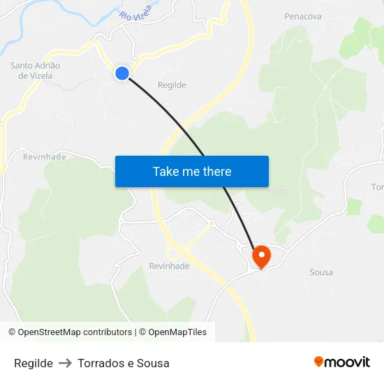 Regilde to Torrados e Sousa map