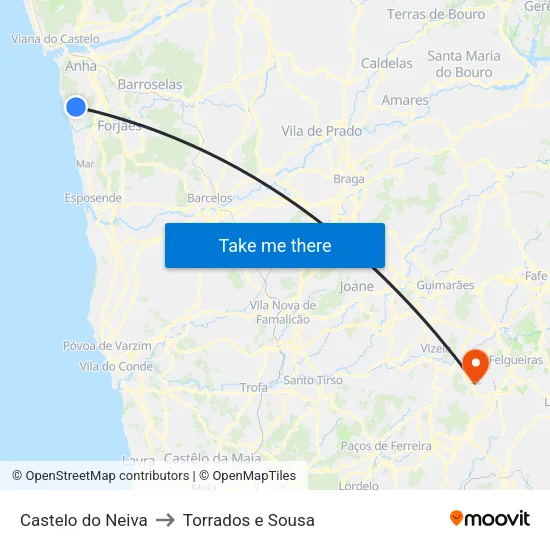 Castelo do Neiva to Torrados e Sousa map