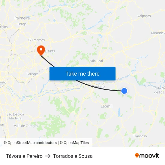 Távora e Pereiro to Torrados e Sousa map