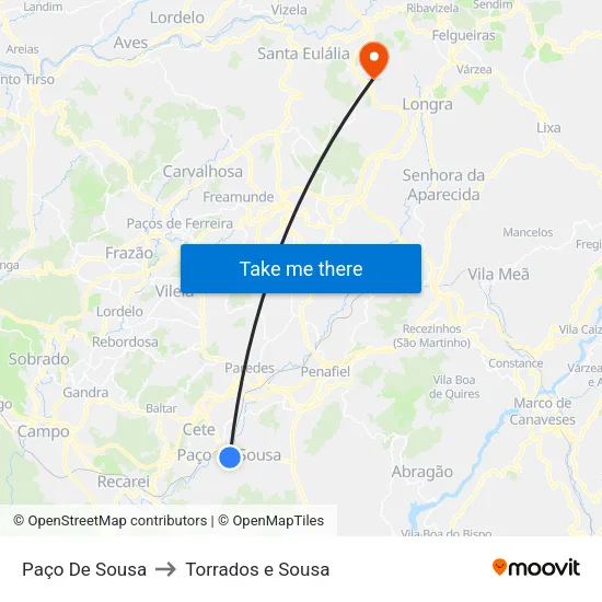 Paço De Sousa to Torrados e Sousa map