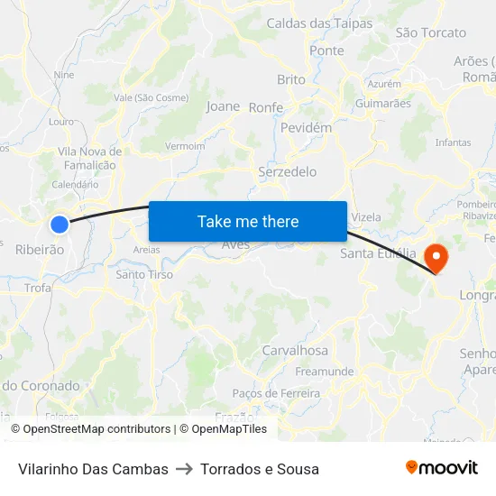 Vilarinho Das Cambas to Torrados e Sousa map