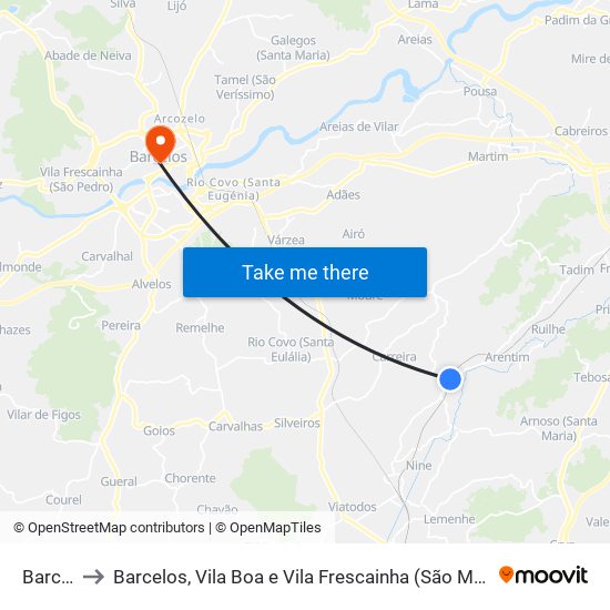 Barcelos to Barcelos, Vila Boa e Vila Frescainha (São Martinho e São Pedro) map