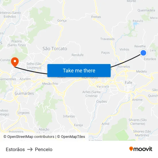 Estorãos to Pencelo map