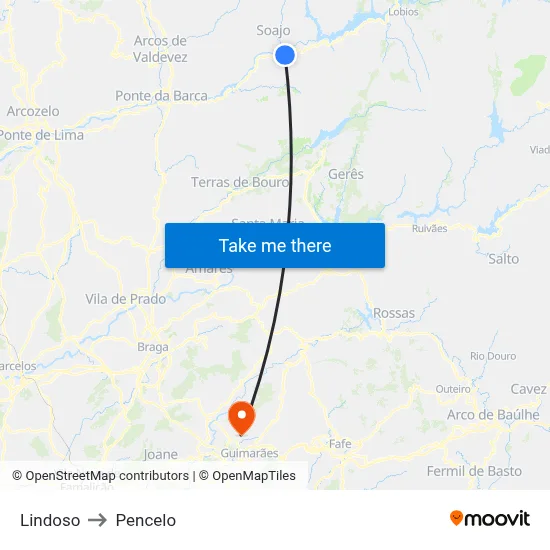 Lindoso to Pencelo map