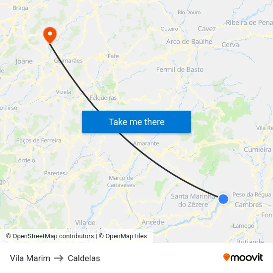 Vila Marim to Caldelas map