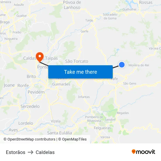 Estorãos to Caldelas map