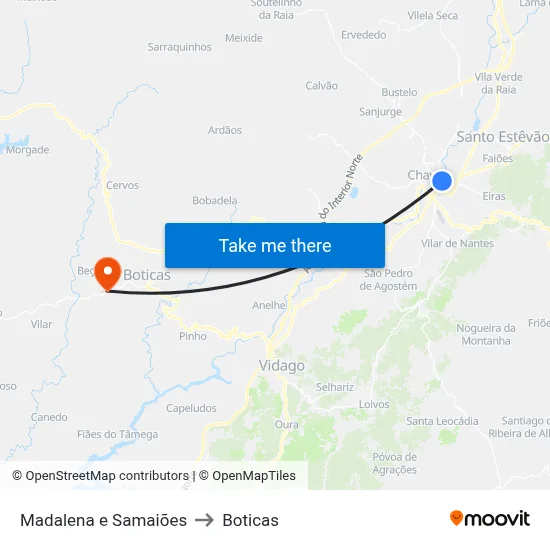 Madalena e Samaiões to Boticas map