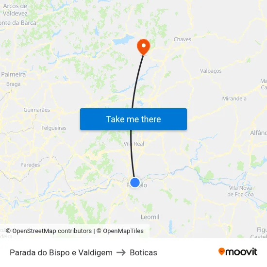 Parada do Bispo e Valdigem to Boticas map