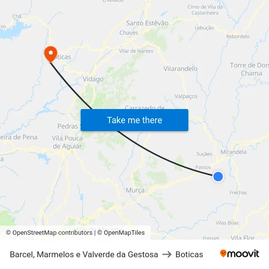 Barcel, Marmelos e Valverde da Gestosa to Boticas map