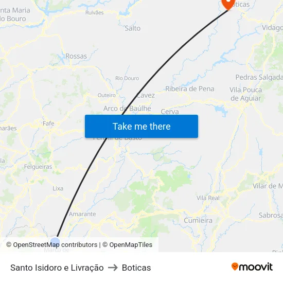 Santo Isidoro e Livração to Boticas map