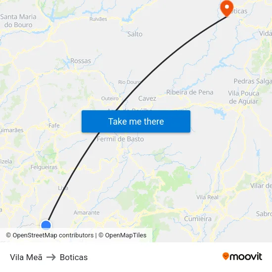 Vila Meã to Boticas map