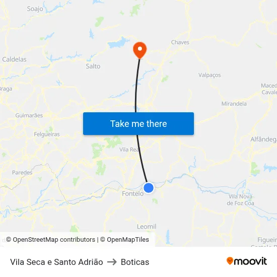 Vila Seca e Santo Adrião to Boticas map
