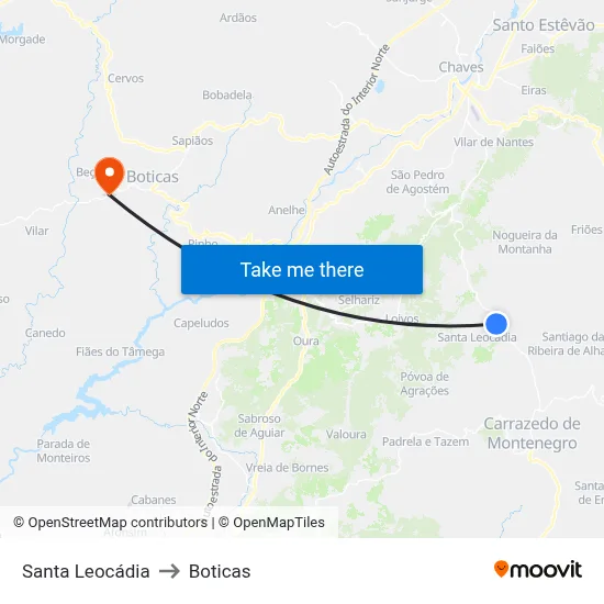 Santa Leocádia to Boticas map