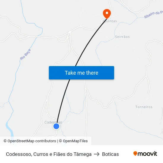 Codessoso, Curros e Fiães do Tâmega to Boticas map
