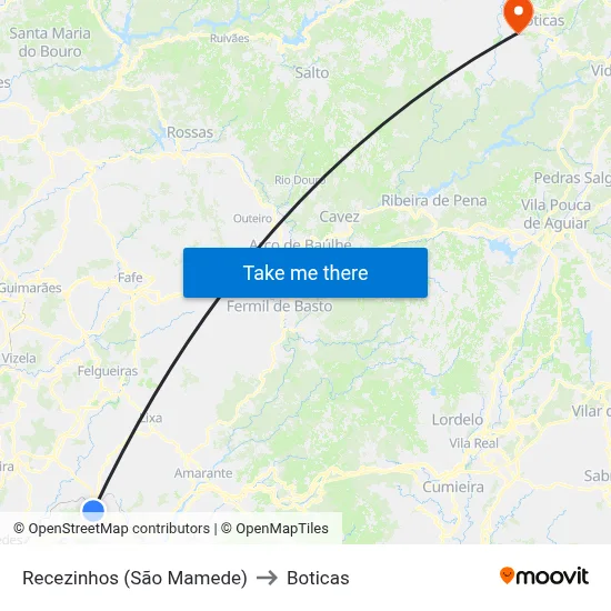 Recezinhos (São Mamede) to Boticas map