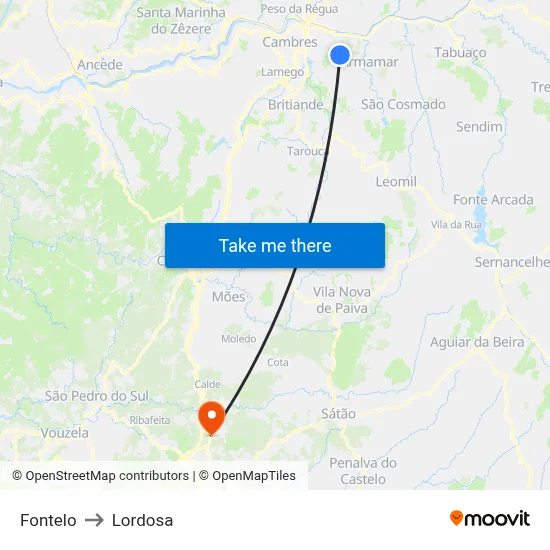 Fontelo to Lordosa map