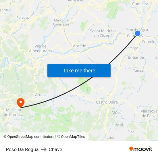 Peso Da Régua to Chave map