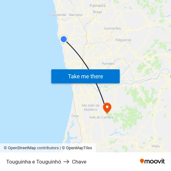 Touguinha e Touguinhó to Chave map