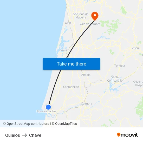 Quiaios to Chave map