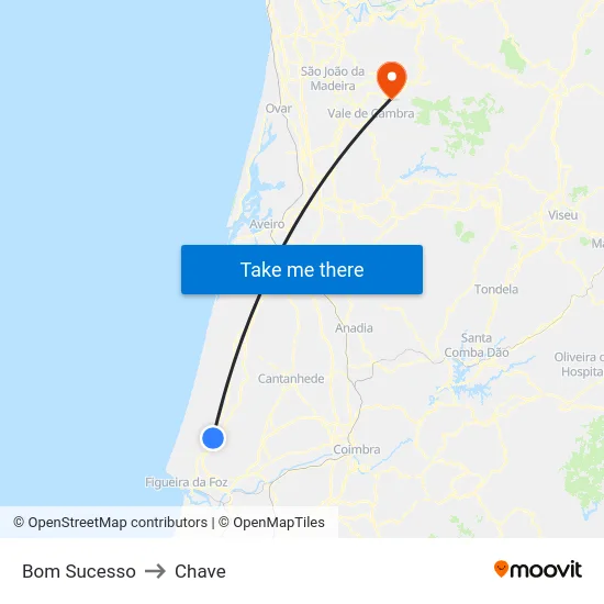 Bom Sucesso to Chave map