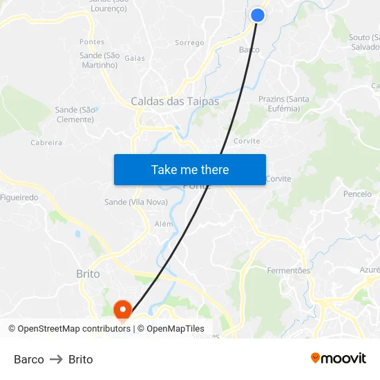 Barco to Brito map