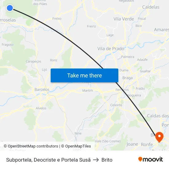 Subportela, Deocriste e Portela Susã to Brito map