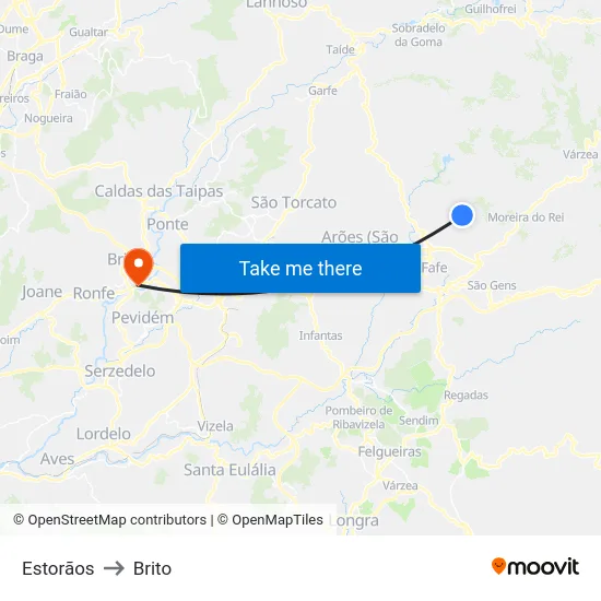 Estorãos to Brito map