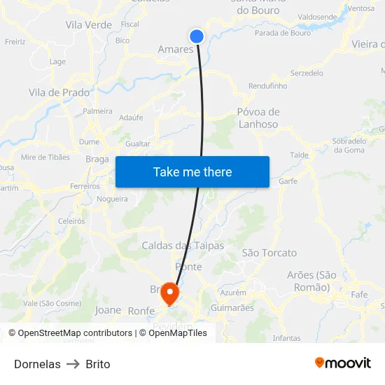 Dornelas to Brito map