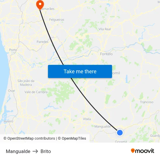 Mangualde to Brito map