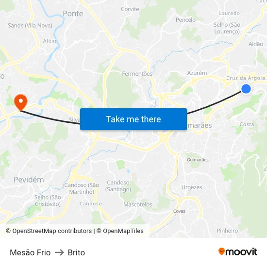 Mesão Frio to Brito map