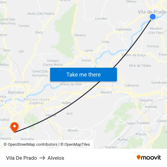 Vila De Prado to Alvelos map