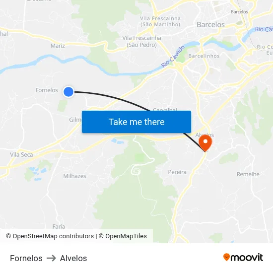 Fornelos to Alvelos map