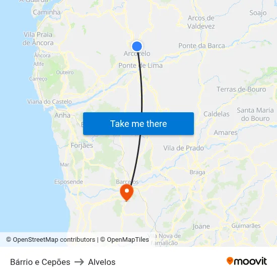 Bárrio e Cepões to Alvelos map
