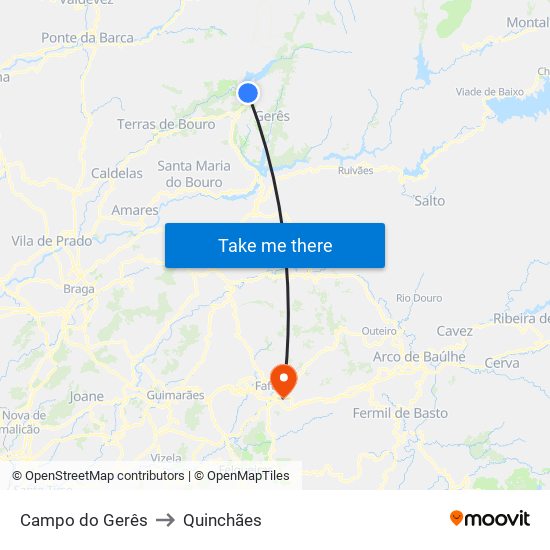 Campo do Gerês to Quinchães map