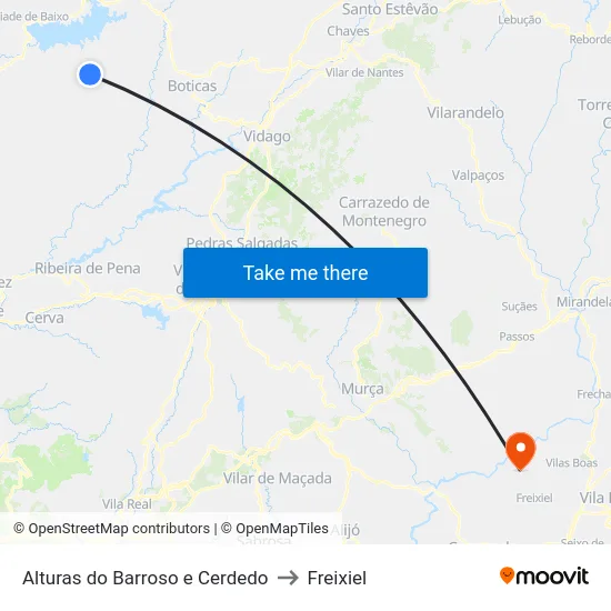 Alturas do Barroso e Cerdedo to Freixiel map