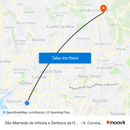 São Mamede de Infesta e Senhora da Hora to Coronado map