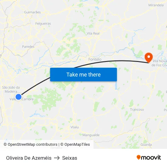 Oliveira De Azeméis to Seixas map