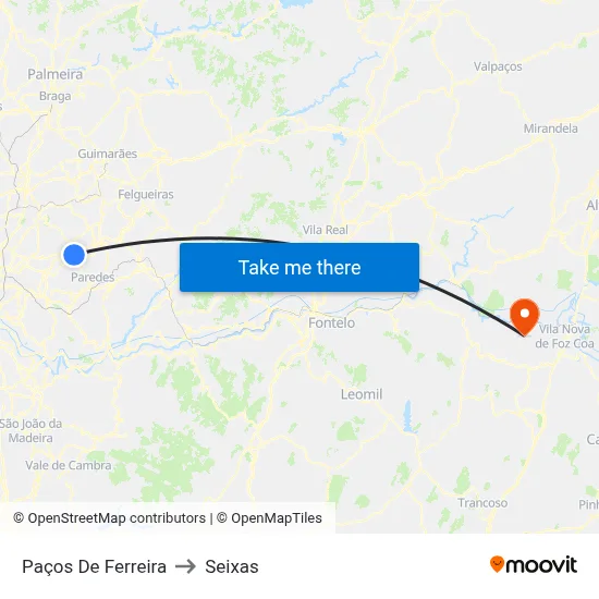 Paços De Ferreira to Seixas map