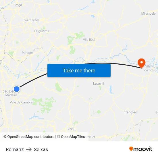 Romariz to Seixas map