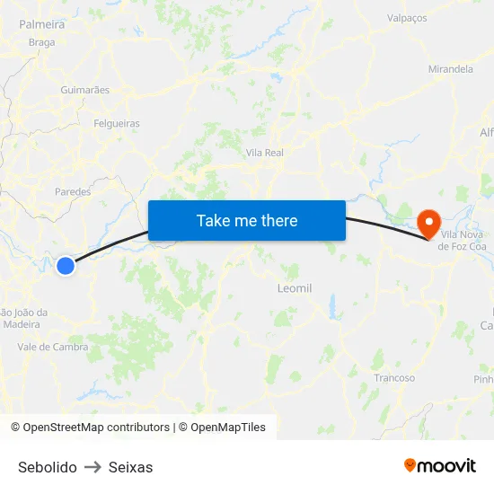 Sebolido to Seixas map
