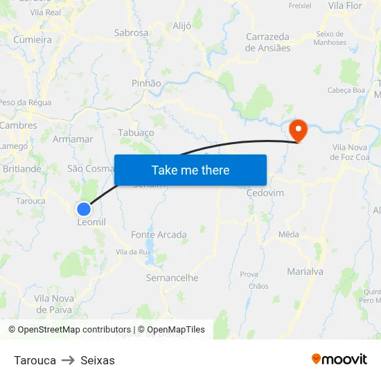 Tarouca to Seixas map