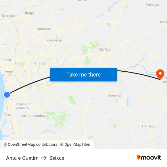Anta e Guetim to Seixas map