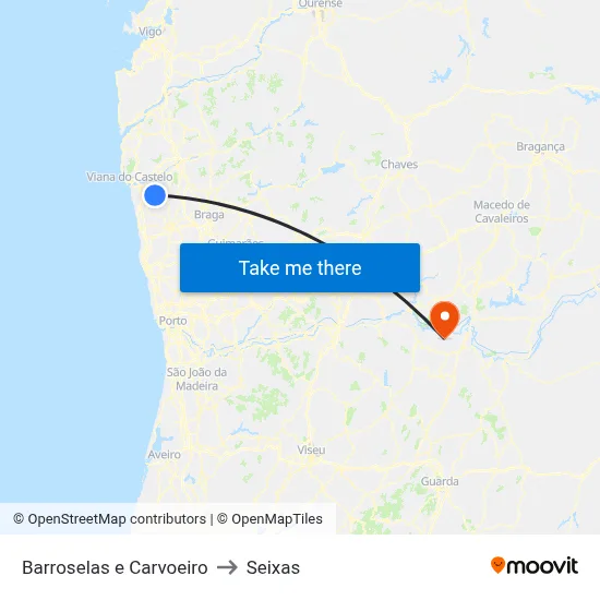 Barroselas e Carvoeiro to Seixas map