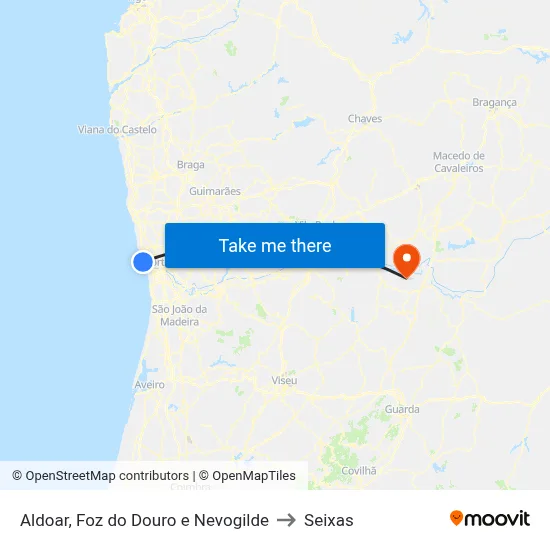 Aldoar, Foz do Douro e Nevogilde to Seixas map