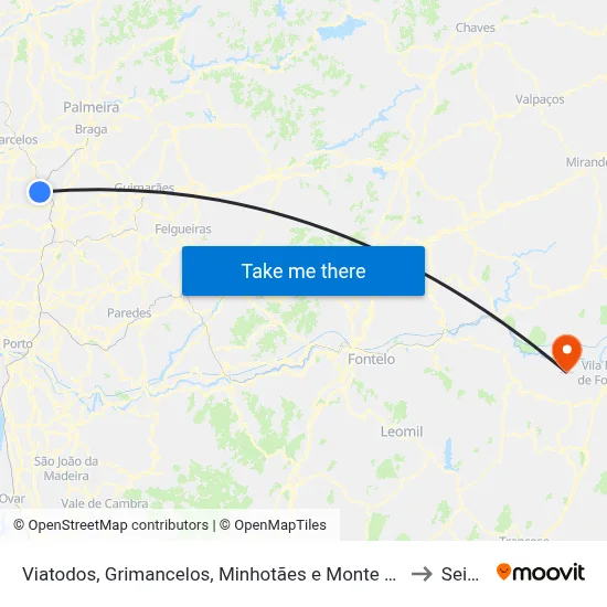 Viatodos, Grimancelos, Minhotães e Monte de Fralães to Seixas map