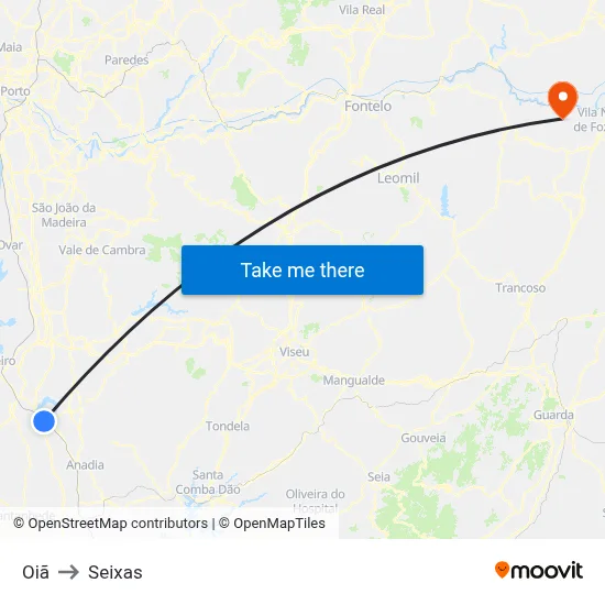 Oiã to Seixas map