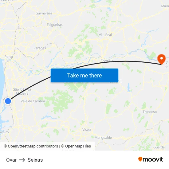 Ovar to Seixas map